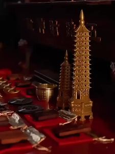 💗🙋‍♀️💗龙虎山发货纯铜鎏金黄铜三清铃摇铃手摇法铃三叉铃太极八卦铜铃