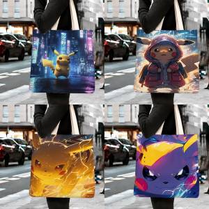 Bandai | Pokemon Adventure Journey Storage Bags Tote Bag Travel Summer Beach Shoulder Bag Reusable Grocery Shopping Bag Anime Artwork