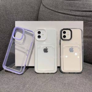 3 in1 Card Cover Transparent Border Shockproof Casing Phone For iPhone 14 13 12 11 Pro Max XR X XS Max 7 8 Plus Drop Protection Cover Plastic TPU Waterproof