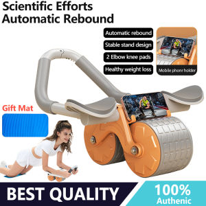 Ab Wheel Roller Elbow Support Rebound Retractable Plank Extra Silent Double Wide Ab Roller Abs Wheel Abdominal Exercises Waist Core Slimming