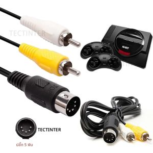สายเคเบิลวิดีโอเสียง RCA สำหรับเครื่องเล่นเกม SEGA Mega Drive 1 ความยาว 1.8 เมตร/6 ฟุต สายเชื่อมต่อคอมโพสิตแบบ 5 พิน สำหรับอุปกรณ์เสริม Genesis 1
