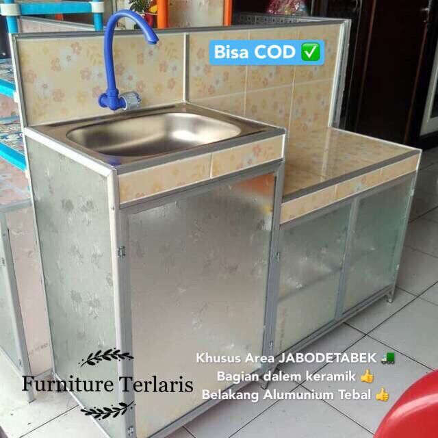 rak cuci piring meja kompor rak wastafel 3 pintu murah | Lazada Indonesia