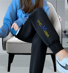 Black Sweatpants Womens Autumn and Winter Fleece-lined Thickened Ankle-Tied Sweatpants 2023 New Arrival High Waist Slim Looking Pure Cotton Casual Pants