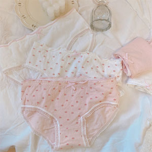 Cotton Floral Print Womens Mid-Waist Briefs Elastic Comfortable Underwear Breathable Cotton Crotch Youth Fashion Spring Collection