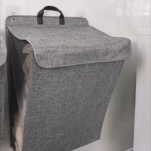 ตะกร้าใส่ผ้า ใหญ่ พับได้ ตะกร้าใส่ของ ที่เก็บเสื้อผ้า ที่แขวนติดผนังกันน้ำ [ตะขอฟรี]