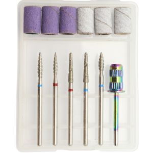 6Pcs Sanding Bands Mandrel Set – Diamond Nail Drill Bits with Sanding Sleeves Shank Included Manicure Pedicure Tool