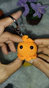 (Warna Jingga) Bag Charm /Gantungan Kunci Baby octopus bunny ears/Key Chain/Amigurumi