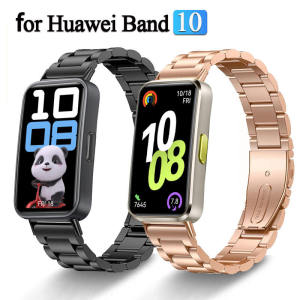 Luxury Stainless Steel Strap & Tempered Glass PC Case For Huawei Band 8 9 10