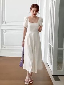 Korean beach outfits for women white dress plus size dress 2xl wedding square neck dress for women casual dress long dress
