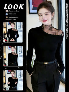 Lace Splice Black T-Shirt Spring Wear Design Innerwear