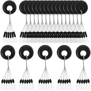Rubber Fishing Bobber Stopper6 in 1 Float Sinker StopsBlack Oval CylinderL M S Float Stop Available