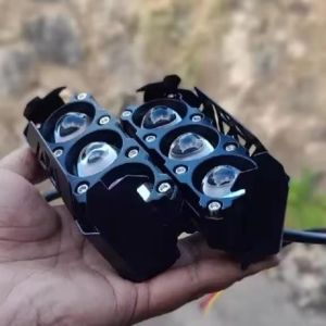 Lampu LED 3 Mata Mini Super Terang Full Alumunium warna putih kuning devil biru/merah