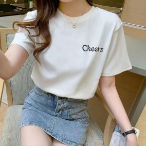 Womens Spring Summer Short-Sleeve T-Shirt Relaxed Style Loose Fit Student Short-Sleeve T-Shirt Top