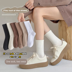 C.three Mid-tube Basketball Socks Men Solid Color Cotton Socks Ins Trendy Sports Socks
