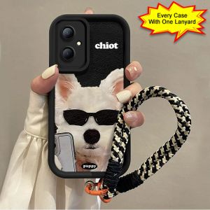 casing hp Samsung A10 terbaru 2025 anak anjing yang lucu kacamata hitam kartun Model wanita