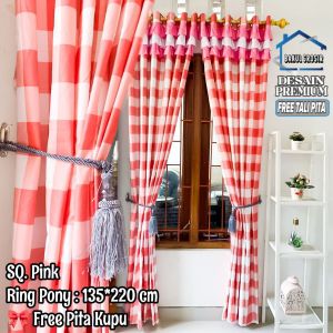 Gorden Rumbai Poni Ring 12 Pintu Dan Jendela UK 135x220cm Dekorasi Curtains ( Free pita )