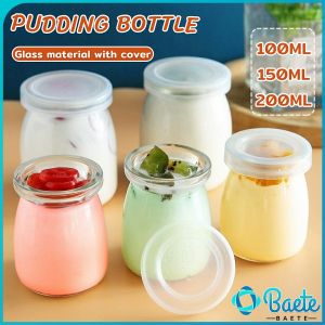 Baete Pudding Bottle Glass Yogurt Cup Baking Mold With Lid 100ml/150ml/200ml