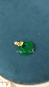 Mặt dây điếu đá màu xanh cẩm thạch có xử lý đường kính 20mm os83505F Hoa Minh Gem