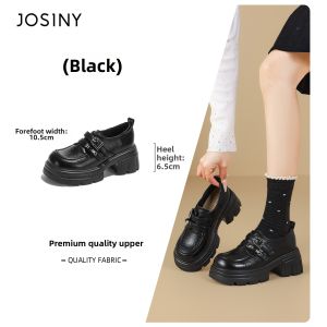 Josiny | Thick Sole British Style Chunky Heel Loafers