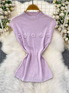 Áo Len Dệt Kim Cổ Tròn Tay Ngắn Thời Trang Nữ Mùa Hè 2025 Áo Khoác Ngoài Bên Trong Ôm Vừa Vặn Thon Gọn