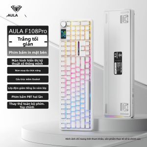 AULA F108 Pro Bàn Phím Cơ Đèn RGB Có Dây Kết Nối Ba Chế Độ Full-Key Hot-Swappable Cấu Trúc Gioăng Bluetooth 2.4G