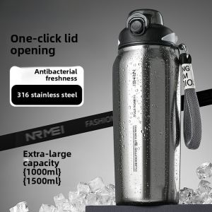 Large Capacity Double Insulated Stainless Steel Straw Water Bottle Men Women Thermos Flask Travel Coffee Mug Cup for Office