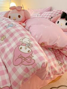 Pure Cotton Cartoon Princess Style Bedding Set for Girls Quilt Cover Sheet Three-Piece Set Durable Warmth Retention Bedding