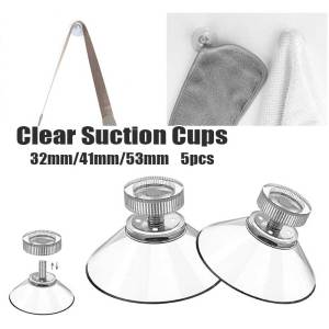 5Pcs Clear Screws Suction Cup Hooks Suction Pads With Thread - 32/41/53mm