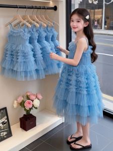 ZIRUIBABA | Luxurious Princess Style Blue Dress For Girls
