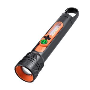 ESMARTER | Multi-Functional Handheld Torch Zoomable Design Long-Range Flashlight with Side Lamp Hook and Flexible Wide Beam for Outdoor