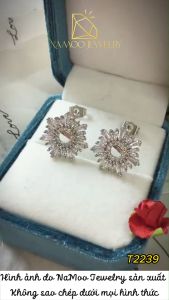 Khuyên Tai Nụ T2239 Trang Sức Thời Trang Mạ Bạc Mặt Tròn Đính Đá Bền Màu