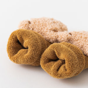 Thick Coral Fleece Newborn Baby Socks Silicone Bottom Non-slip Toddler Sock Winter Warm Plush Cartoon Bear Infant Socks For 0-3Y