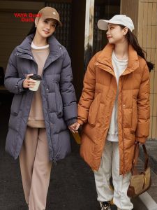 YAYA | Stand Collar Mid-Length Thickened Loose Casual Warm Womens Down Jacket