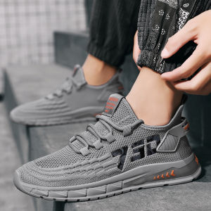 Mens Casual Sports Shoes Breathable Mesh Slip-On Work Shoes Anti-Slip Comfortable Soft Bottom Running Shoes for Autumn