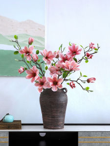 High-End PU Hand Feeling New Chinese Style Magnolia Artificial Flowers Living Room Dining Table Decoration Ornaments Flower Arrangements
