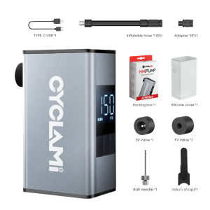 XMSJ | CYCLAMI A3 MAX 150PSI Electric Bike Pump Mini Portable Rechargeable Tire Inflator Aluminum Alloy Smart Road MTB Presta Valves