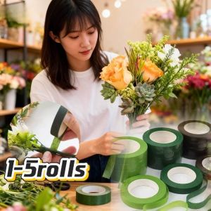 1/3/5pcs Green Bouquet Floral Tapes Self-adhesive Stamen Wrapping Paper Tape DIY Flowers Decor for Florist Wedding Party Props