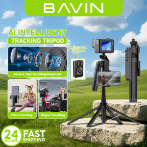BAVIN P24 AI Tripod Stand 360° Motion Detection & Auto Face w/ Wireless BT Remote Adjustable 32-180cm for Phone / Camera