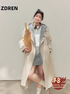 ZHANGDAREN | Áo Khoác Trench Coat Dáng Ôm Plus Size Trung Bình-Dài