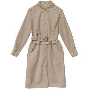 Layered Designer Dress with Shirt Style Wool