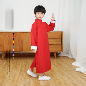 Kids Comic Dialogue Clothes Unlined Long Gown Vest Mens and Womens Republic of China Long Shirt Fast Board Fan 61 Kindergarten Storyteller Costume