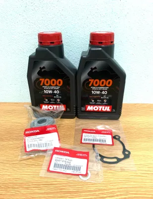 Motul ชุดถ่ายน้ำมันเครื่อง CRF250300 CB300 CBR300rr Rebel300 CL300 Motul 7000 api sp พร้องกรองน้ำมันเครื่องแท้ ประเก็นฝาปิดกรองน้ำมันเครื่องแท้ แถมแหวนรองถ่าย ครบชุดตามรูป