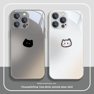 Cute Couple Cat Line Design Full Cover Protective Phone Case for OPPO RENO12 A97 A93 A58X A72 Cartoon OnePlus ACE3V Eco-friendly Glass Shell