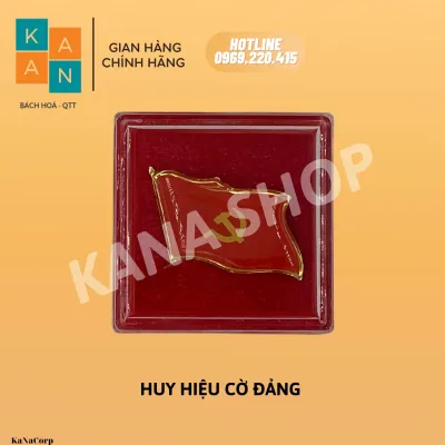 (loại cao cấp cỡ 2.5x3.5cm) HUY HIỆU CÀI ÁO HÌNH LÁ CỜ ĐẢNG VIỆT NAM kanashop công nghệ đồng mạ vàng