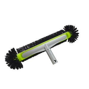 17.5" Aluminum Pool Cleaning Brush Head 7 Rows Nylon Bristles for Pool Wall Corner Step Washing