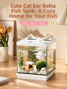 KUOTING | Creative Cat Ears Lazy Desk Betta Fish Tank