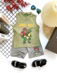 (8-23KG) đồ đẹp giá rẻ Bộ thun coton sát nách bé trai thun mềm co giãn 4 chiều 010