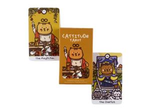 Cattitude Tarot Cards Guidebook Cute Cat Card Game Tarot Deck with PDF New Beginner Divination Oracle Party Game Occult