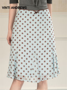 Dotted Elegant Slimming A-Line High Waisted Skirt