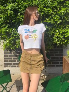 Slim Fit Pure Cotton Short Sleeve T-Shirt round Neck Summer New Style Womens Fashionable Top Quick Dry Casual Cute Style